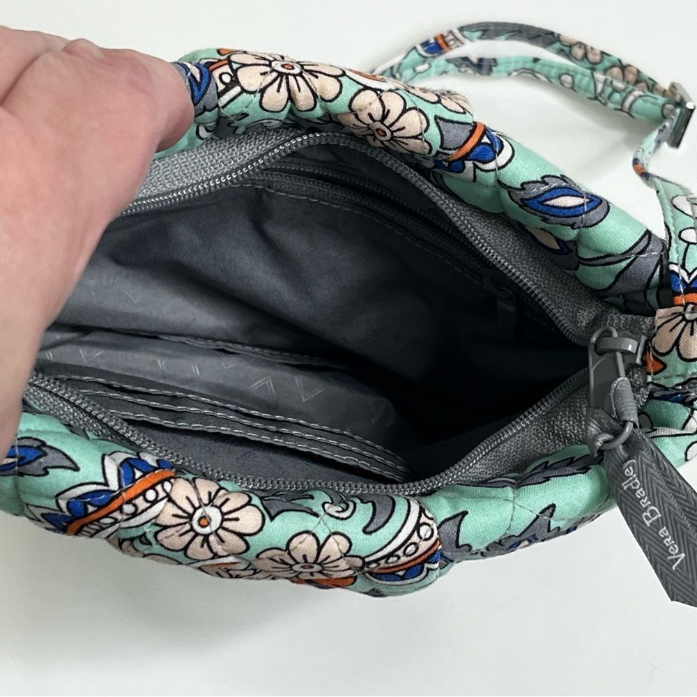 Vera Bradley Hipster Crossbody Purse Shoulder Bag Tote Fan Flowers Mint Green - Picture 4 of 8